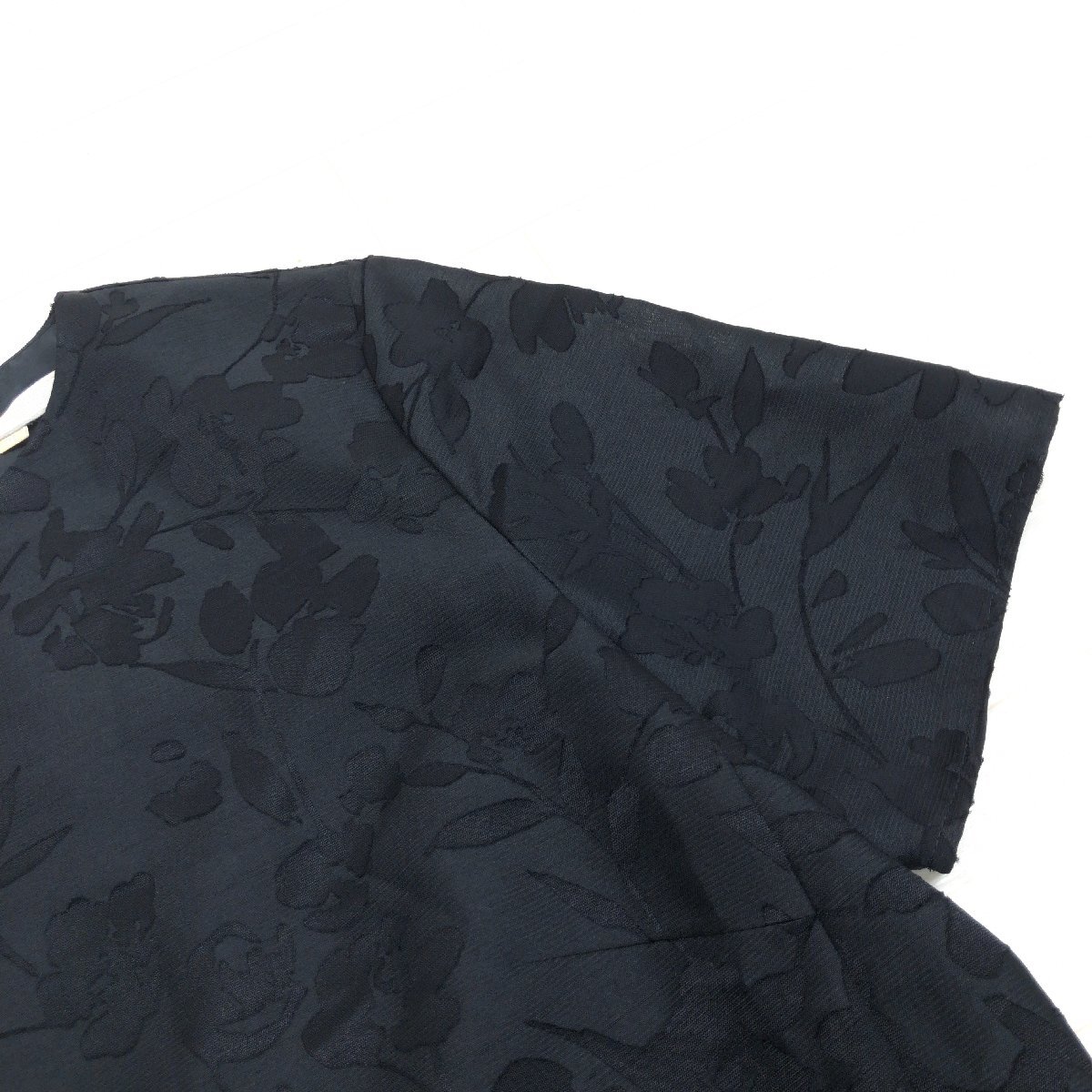  прекрасный товар Area Free jiyuu Kubota nikaru Layered tuck cut and sewn 38(M) чёрный черный рубашка блуза общий рисунок цветочный принт женский женщина 