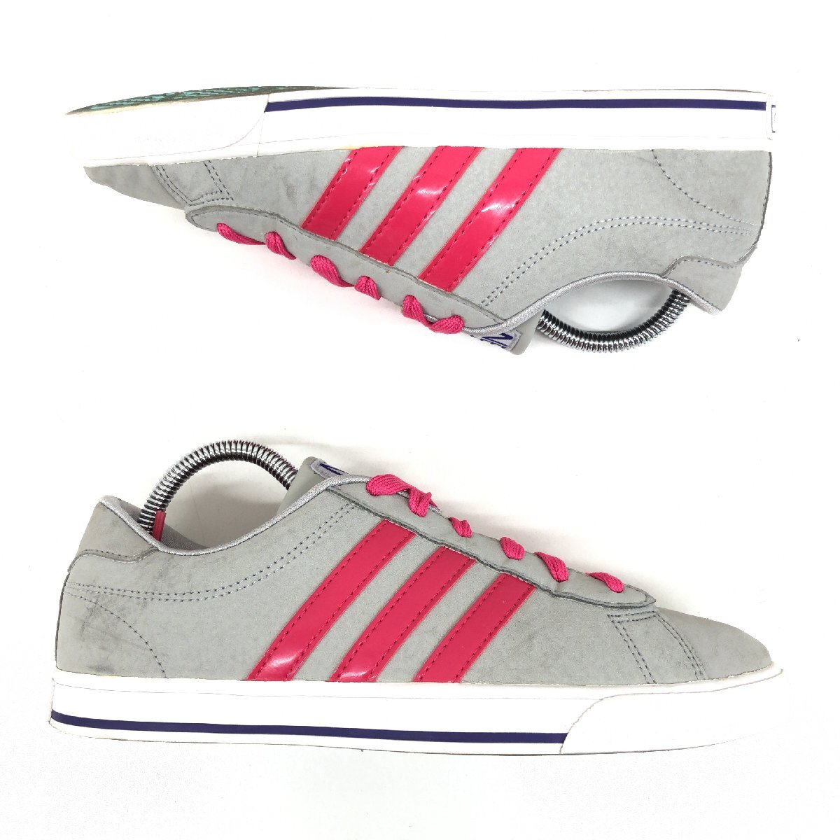 *adidas NEO LABEL Adidas tei Lee QTn задний style low cut спортивные туфли 24cm серый розовый 3 полоса DAILY женский женщина 