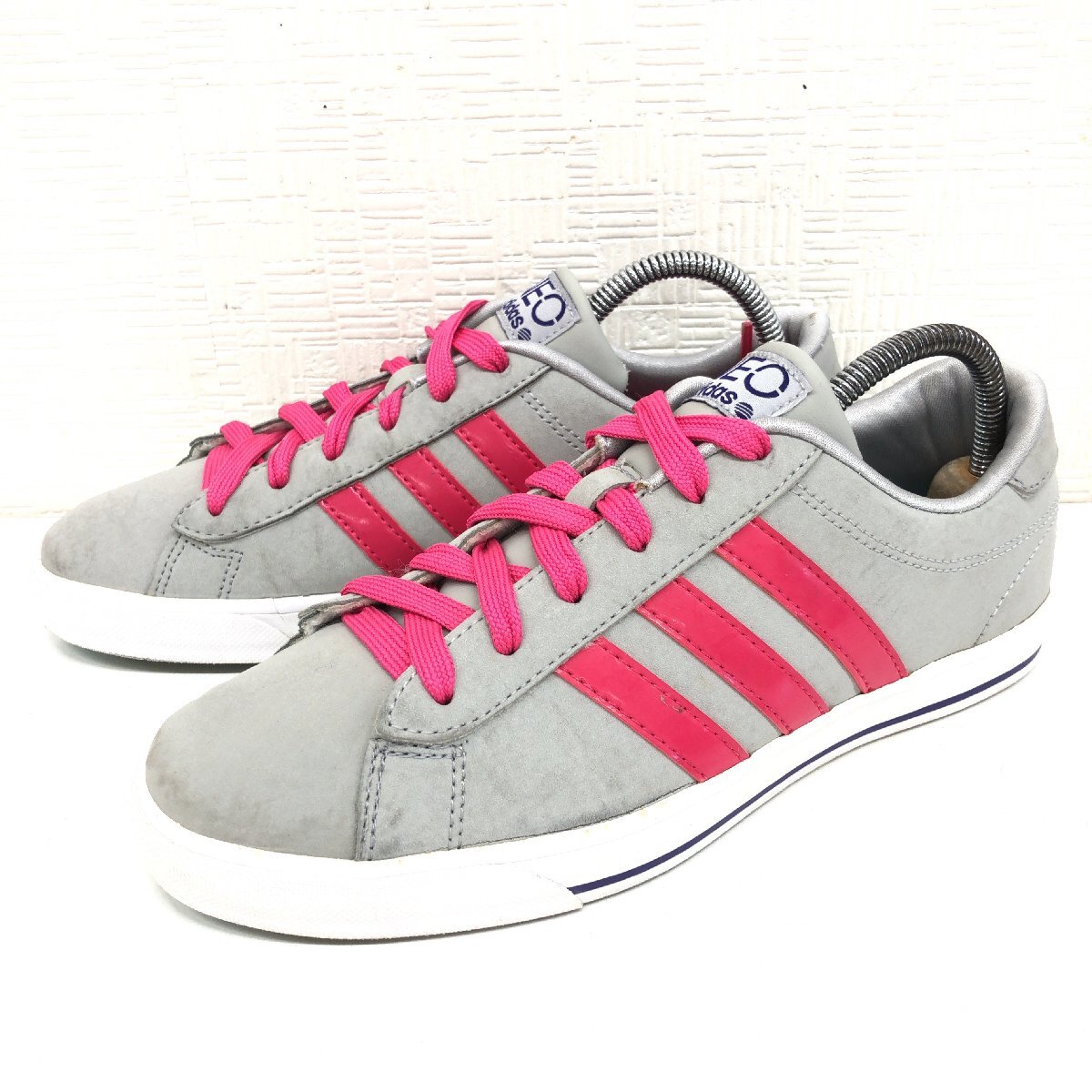 *adidas NEO LABEL Adidas tei Lee QTn задний style low cut спортивные туфли 24cm серый розовый 3 полоса DAILY женский женщина 