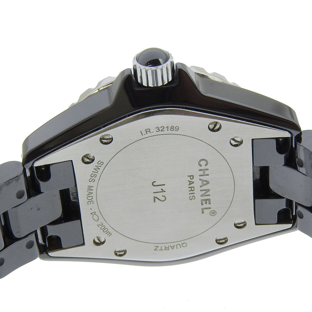 CHANEL シャネル J12 33mm H1634 腕時(shí)計(jì) セラミック クオーツ アナログ表示 ボーイズ 黒文字盤【I203124094】中古