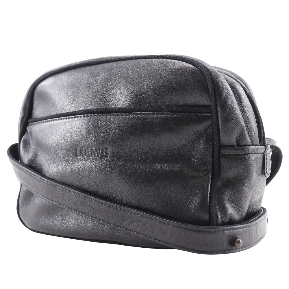 LOEWE ロエベ ヴィンテージ ショルダーバッグ ラムスキン 黒 レディース【S133125792】中古
