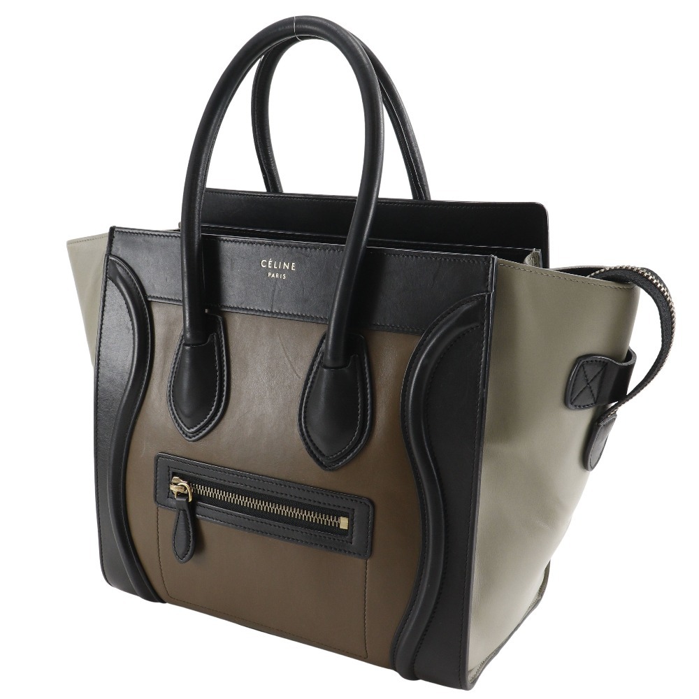 CELINE セリーヌ ラゲージ マイクロショッパー ハンドバッグ カーフ 茶 レディース【I131725137】中古