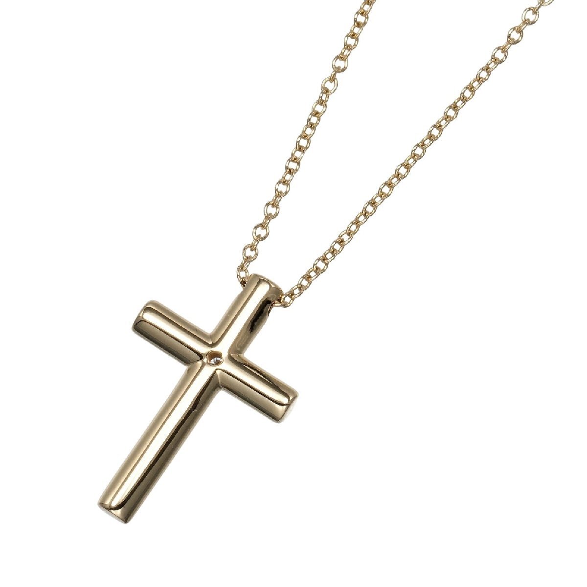 ティファニー TIFFANY&Co. クロス ネックレス K18YG イエローゴールド ダイヤモンド 約3.4g【I132525071】中古_画像3