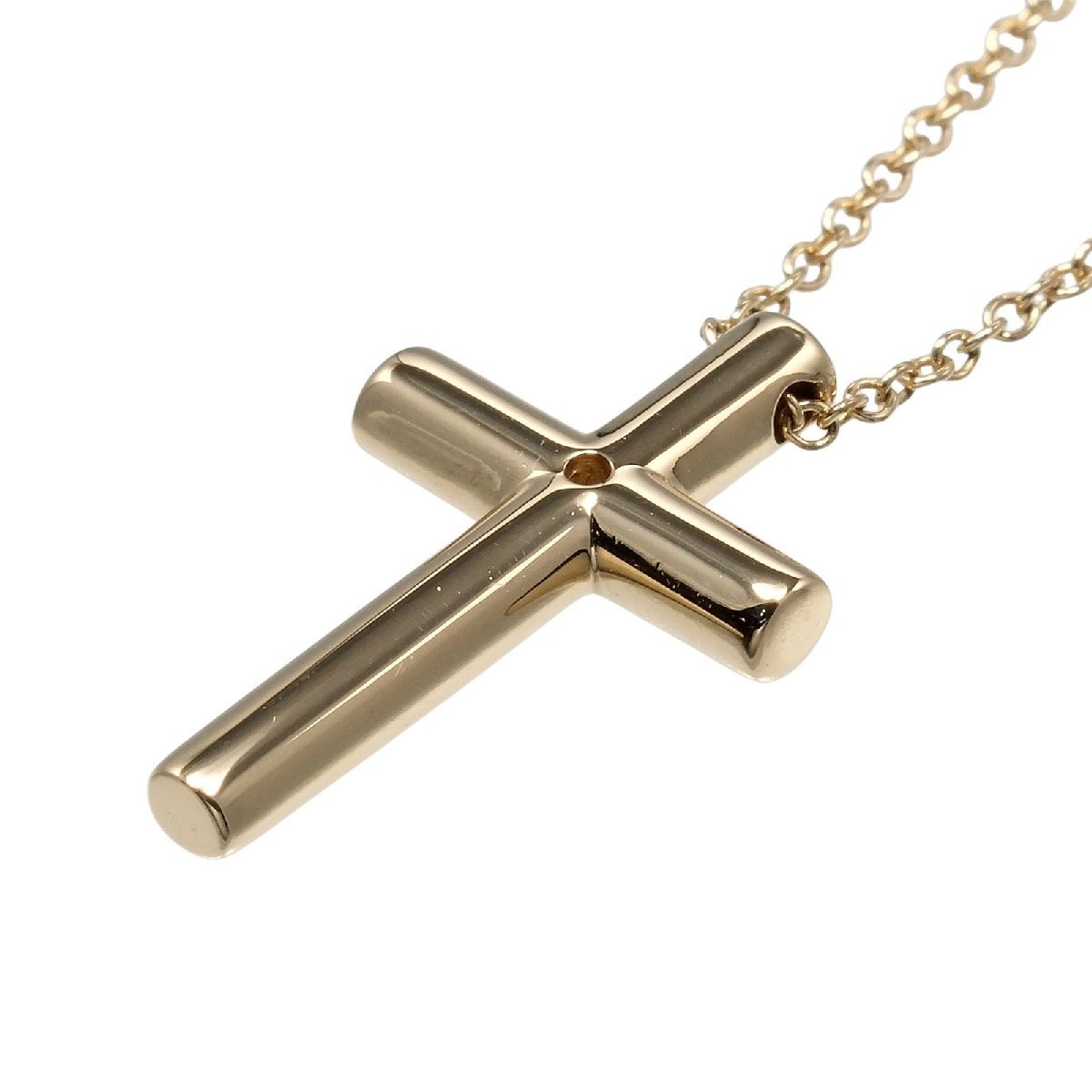 ティファニー TIFFANY&Co. クロス ネックレス K18YG イエローゴールド ダイヤモンド 約3.4g【I132525071】中古_画像4