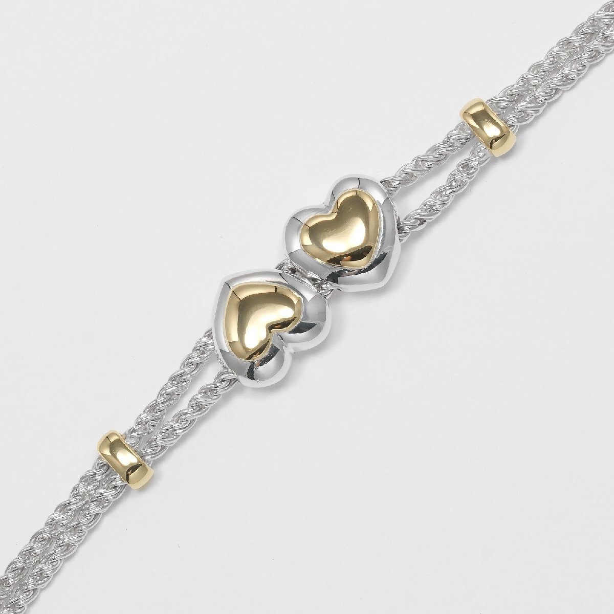 ティファニー TIFFANY&Co. ダブルハート ロープ ヴィンテージ ブレスレット 腕周り約17.8cm シルバー925 約27.9g【I132525151】中古