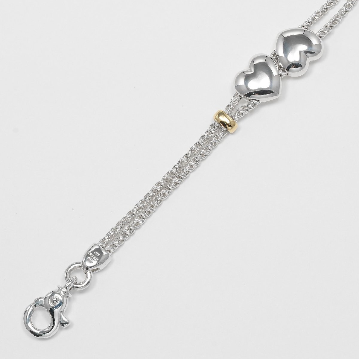 ティファニー TIFFANY&Co. ダブルハート ロープ ヴィンテージ ブレスレット 腕周り約17.8cm シルバー925 約27.9g【I132525151】中古