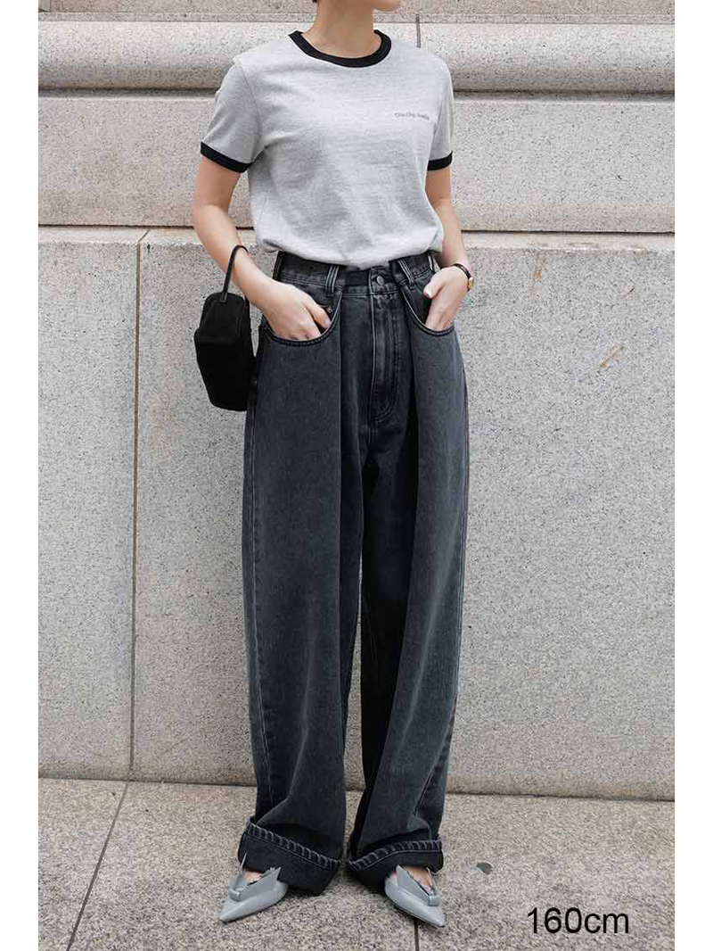 MACHATT マチャット 25SS完売 ウエストタックデニム（ブラック）36 S yori Gypsohila プレミアム デニムパンツ ヴィンテージ加工