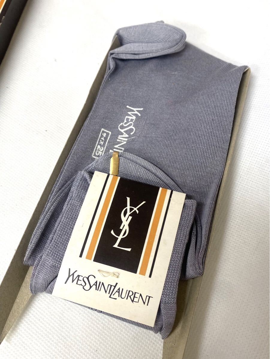未使用 Yves Saint Laurent 靴下 イヴサンローラン くつ下 メンズ サイズ 25 グレー