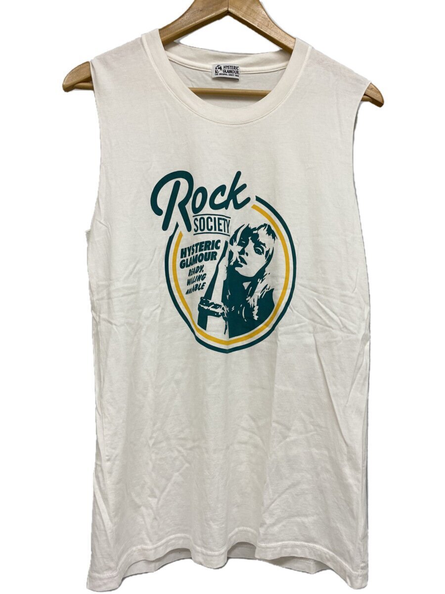 HYSTERIC GLAMOUR◆ノースリーブカットソー/FREE/コットン/WHT/01201CR01//