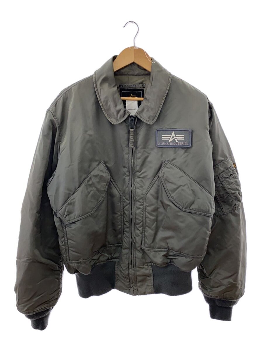 ALPHA INDUSTRIES◆フライトジャケット/L/ナイロン/KHK/無(wú)地/CWU-45/P