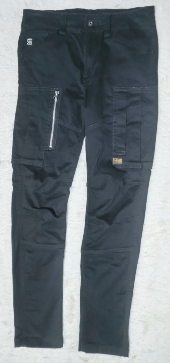 古著 G-STAR RAW ストレッチ スキニー カーゴパンツ W29 黒 格安発送60cm
