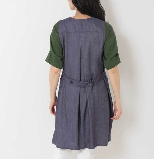 28,600円★ヒロコビス【洗える】シャンブレー?ロングジレ　ネイビー　L　11號　HIROKO KOSHINO　ヒロココシノ