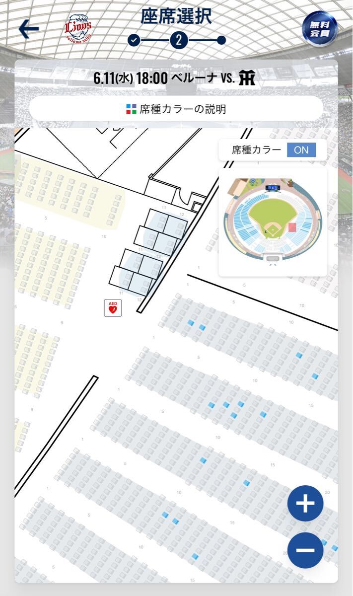 6月11日 西武ライオンズ対坂神タイガース ベルーナドーム 內(nèi)野指定席S 2枚連番　112ブロック10段付近ペアチケット