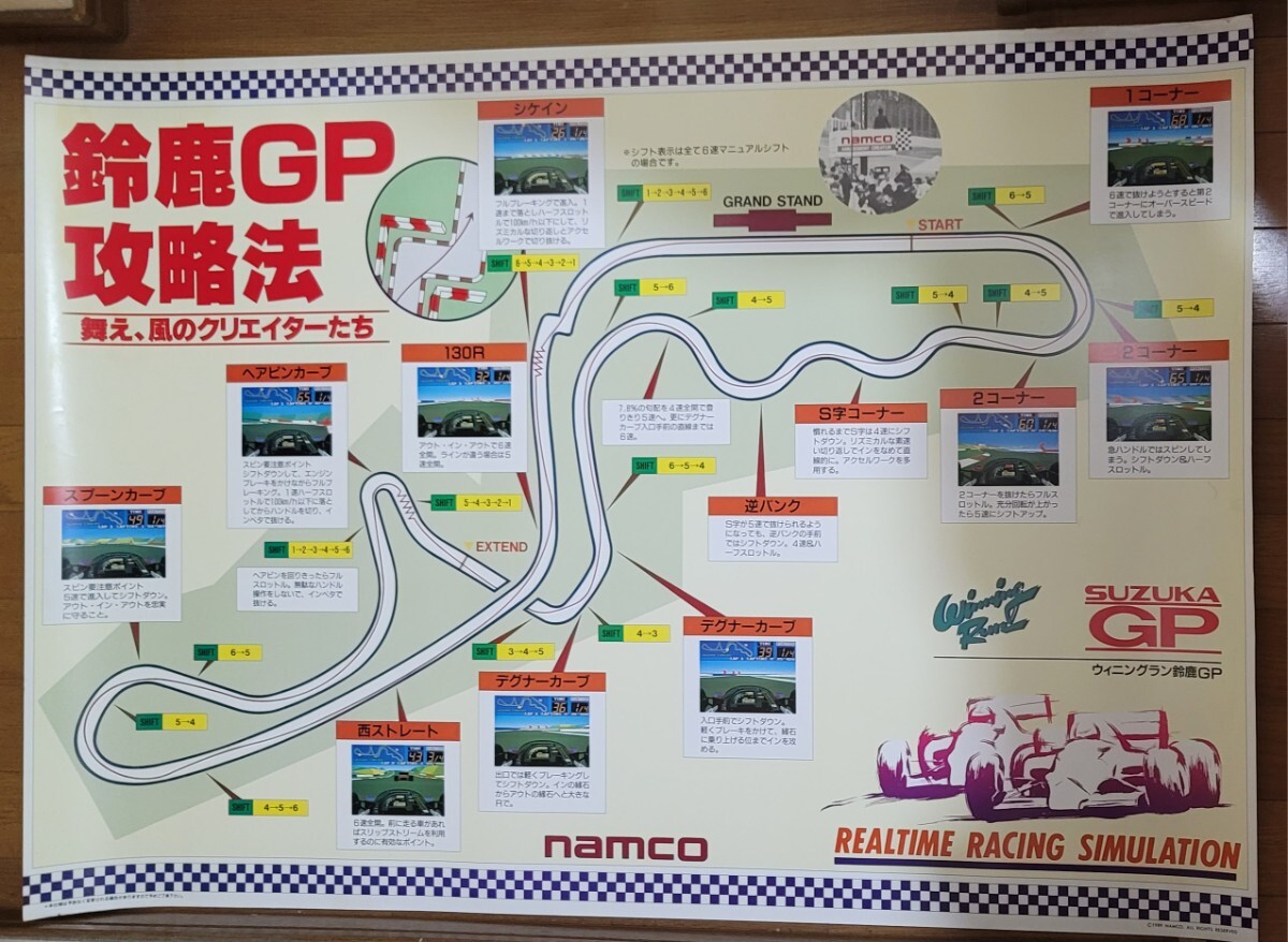  ナムコ アーケードゲーム ウイニングラン铃鹿GP(NAMCO WINING RUN) 非売品 B1大型ポスター
