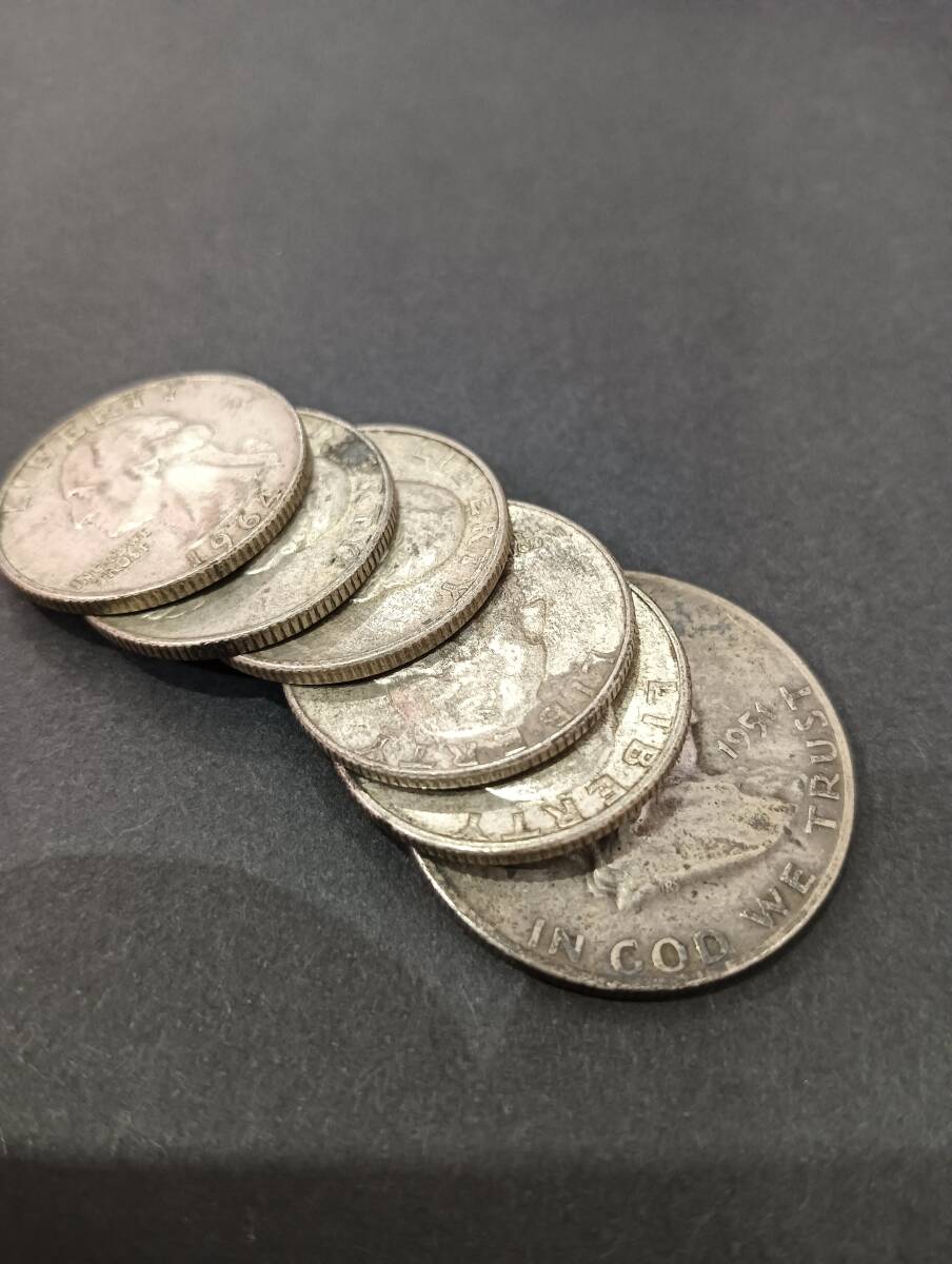 ◇ まとめ6枚 アメリカ コイン 銀貨 アメリカ銀貨 ベンジャミン