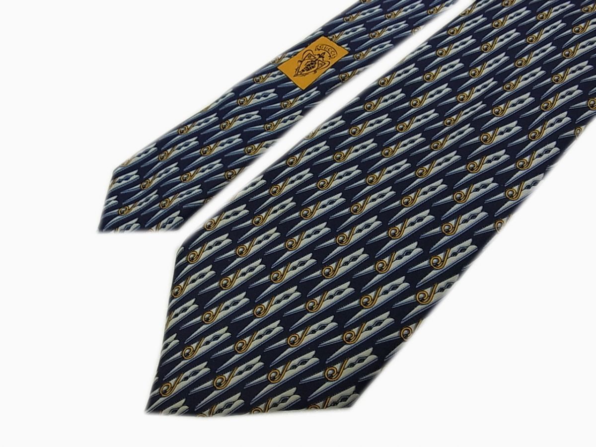 ◇GUCCI トムフォード期 ネクタイ クリップ 総柄 シルク(絹)100％ グッチ イタリア制 ビジネス スーツ