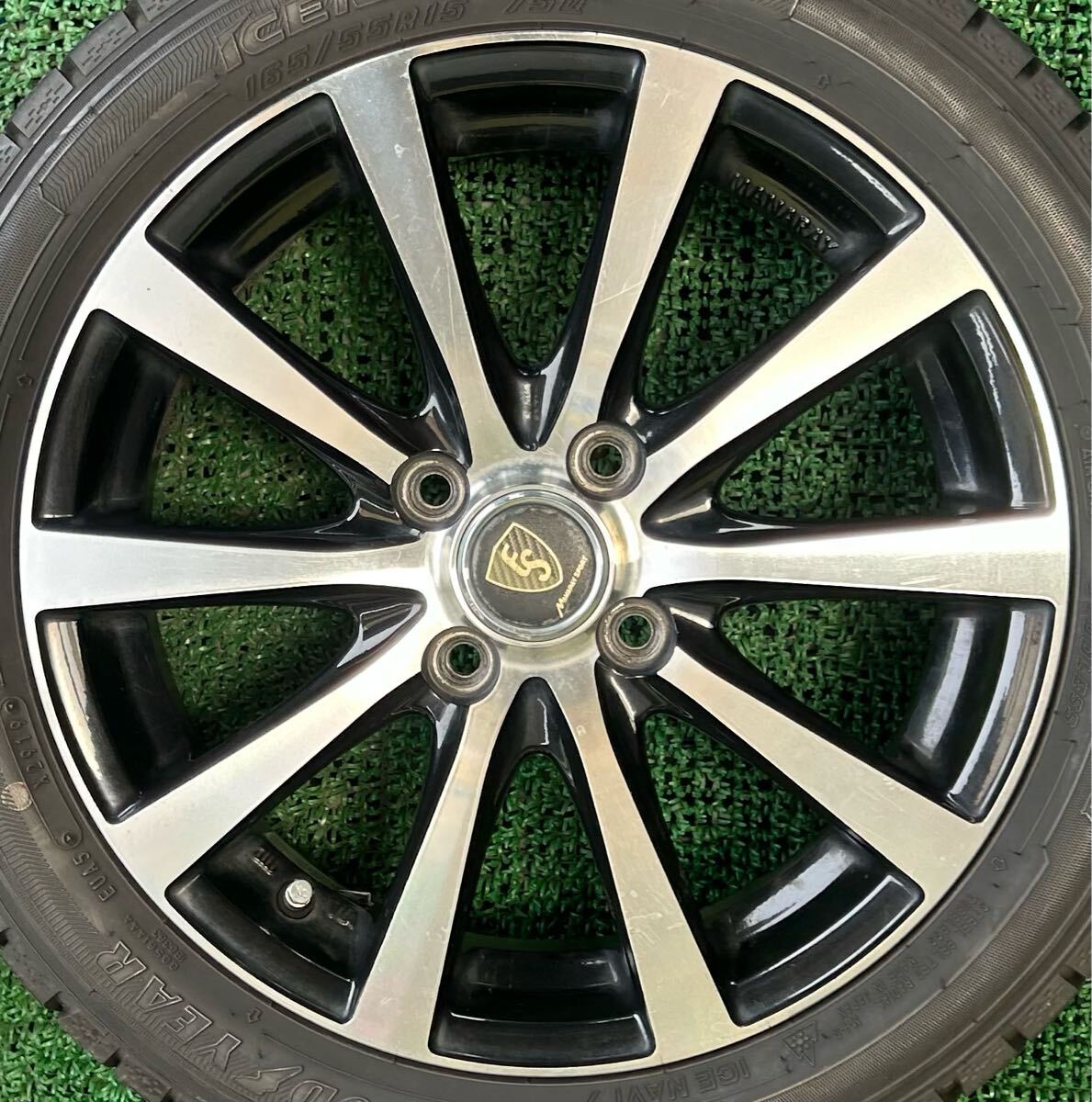 165/55R15 2019年スダットレス グッドイヤー　タイヤアルミセット　4穴 PCD100 ET+43 15×4.5J ハブ67mm タント ミラ ムーヴ ウェイク 等に