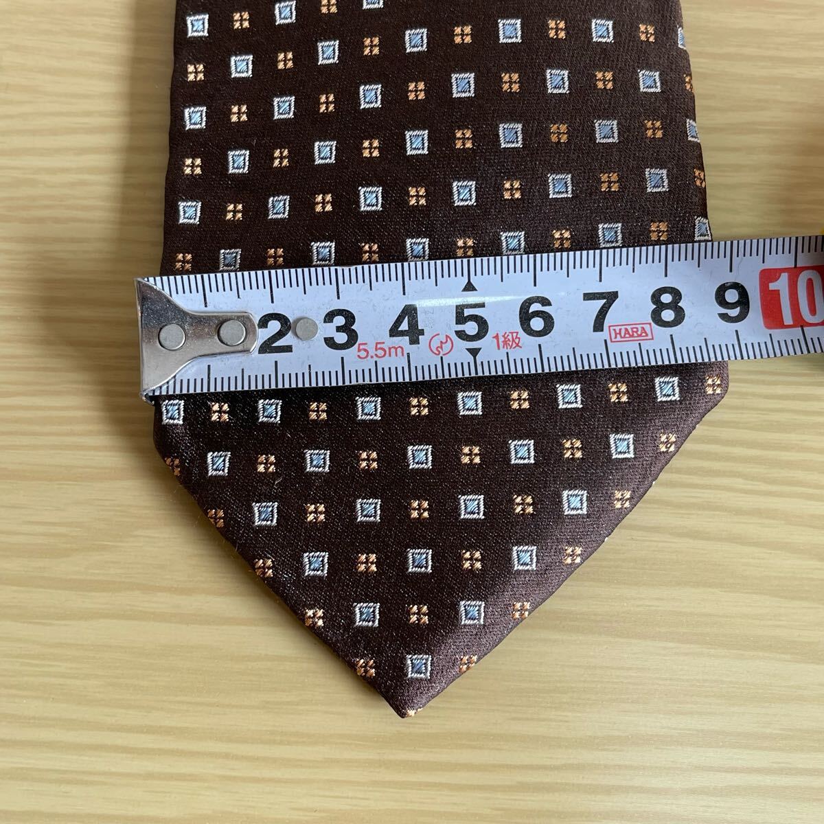 FAIRFAX（フェアファクス）茶水色シルバーミクロスクエアデザインネクタイ_画像6