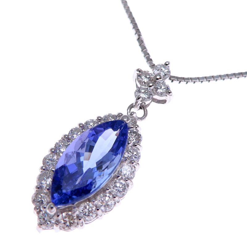 ［銀座店］Non Brand ノンブランド 2.08ct タンザナイト ダイヤモンド ネックレス Pt900プラチナ レディース DH84631