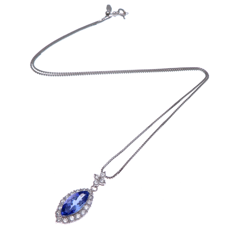 ［銀座店］Non Brand ノンブランド 2.08ct タンザナイト ダイヤモンド ネックレス Pt900プラチナ レディース DH84631