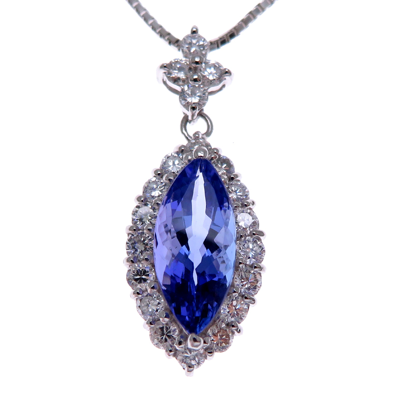 ［銀座店］Non Brand ノンブランド 2.08ct タンザナイト ダイヤモンド ネックレス Pt900プラチナ レディース DH84631