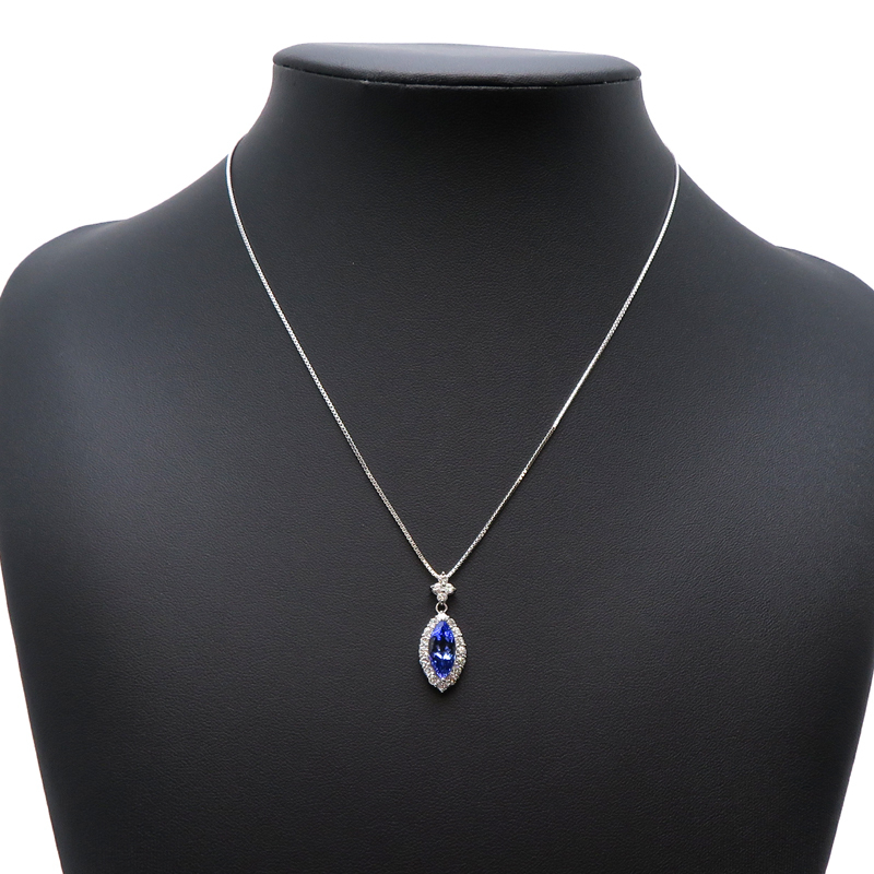 ［銀座店］Non Brand ノンブランド 2.08ct タンザナイト ダイヤモンド ネックレス Pt900プラチナ レディース DH84631