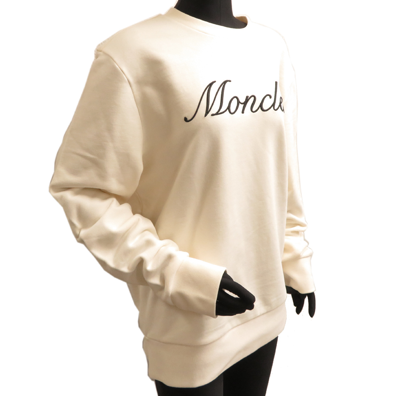 ［飯能本店］MONCLER モンクレール ※タバコ臭あり #L 2025年 春夏新作 スウェット コットン ホワイトアイボリー DH87340