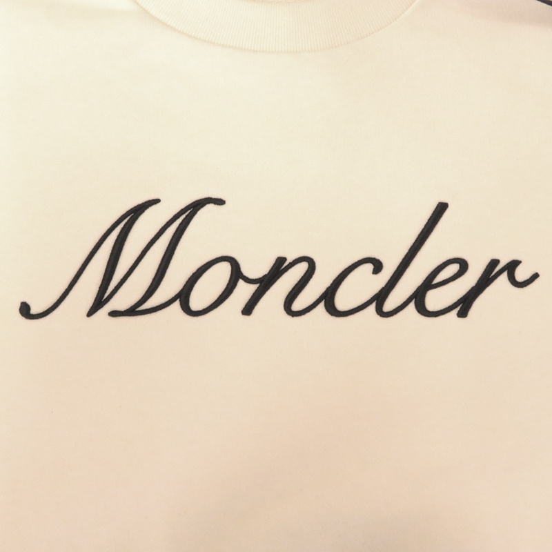 ［飯能本店］MONCLER モンクレール ※タバコ臭あり #L 2025年 春夏新作 スウェット コットン ホワイトアイボリー DH87340