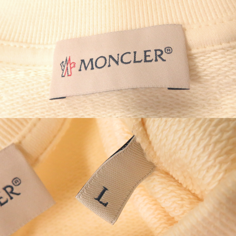 ［飯能本店］MONCLER モンクレール ※タバコ臭あり #L 2025年 春夏新作 スウェット コットン ホワイトアイボリー DH87340
