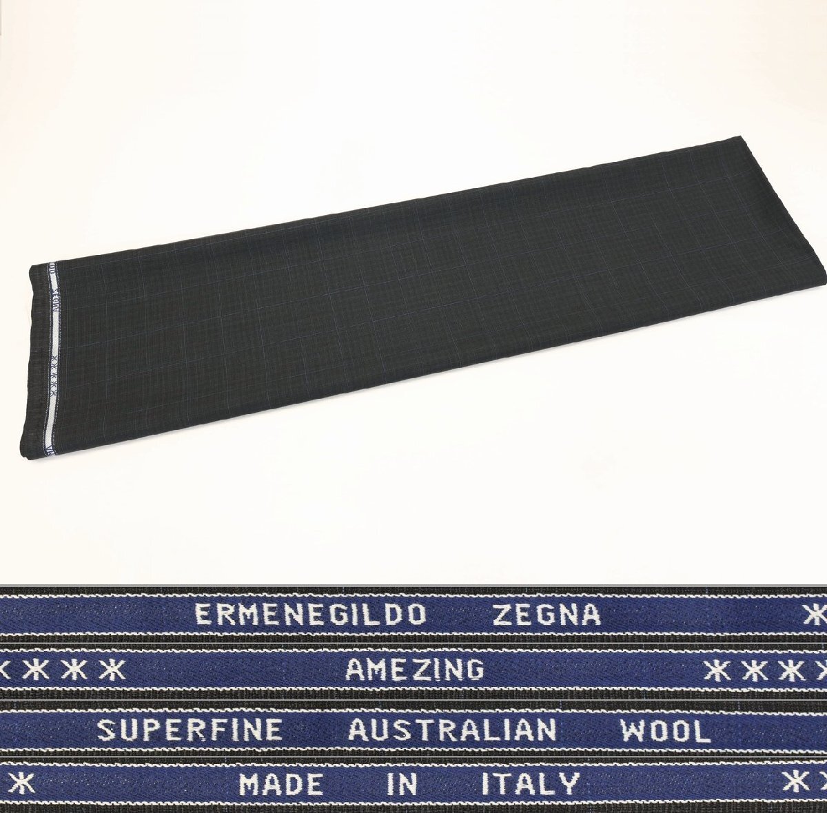 ●ゼニアのオーダーメイド用スーツ生地「アメージング」?究極のストレッチ生地?チャコールグレーに上品過ぎる掠り風(fēng)チェック?長さ3.3m