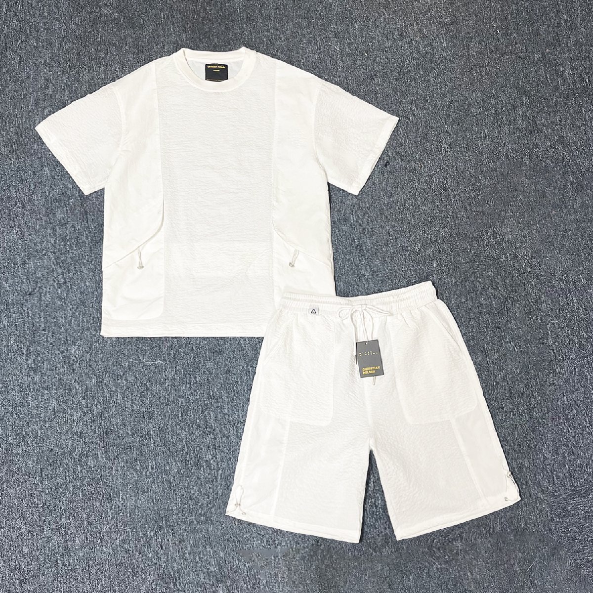 定価7萬★christian milada?ミラノ発?上下セット★耐久 速干 通気 無地 ゆったり 半袖Tシャツ 半ズボン スポーツウェア 夏 旅行 2XL/52