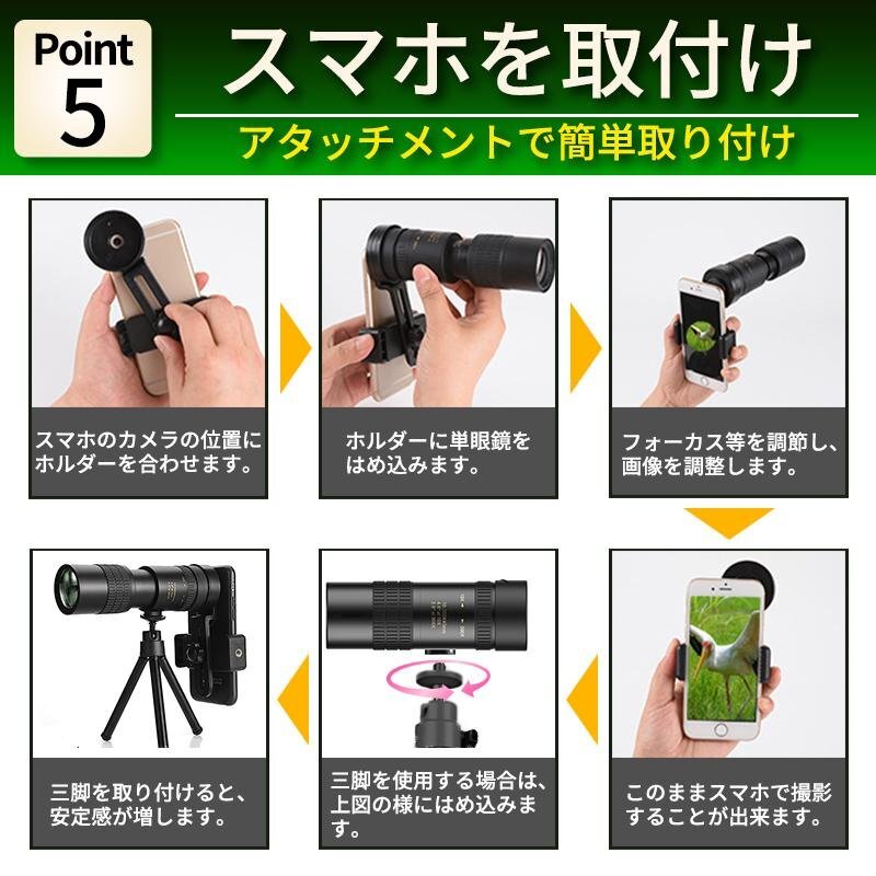 単眼鏡 望遠鏡 高倍率 望遠レンズ スマホ用望遠レンズ スタースコープ 300倍 ズーム バードウォッチング 高倍率 オペラグ shw0048