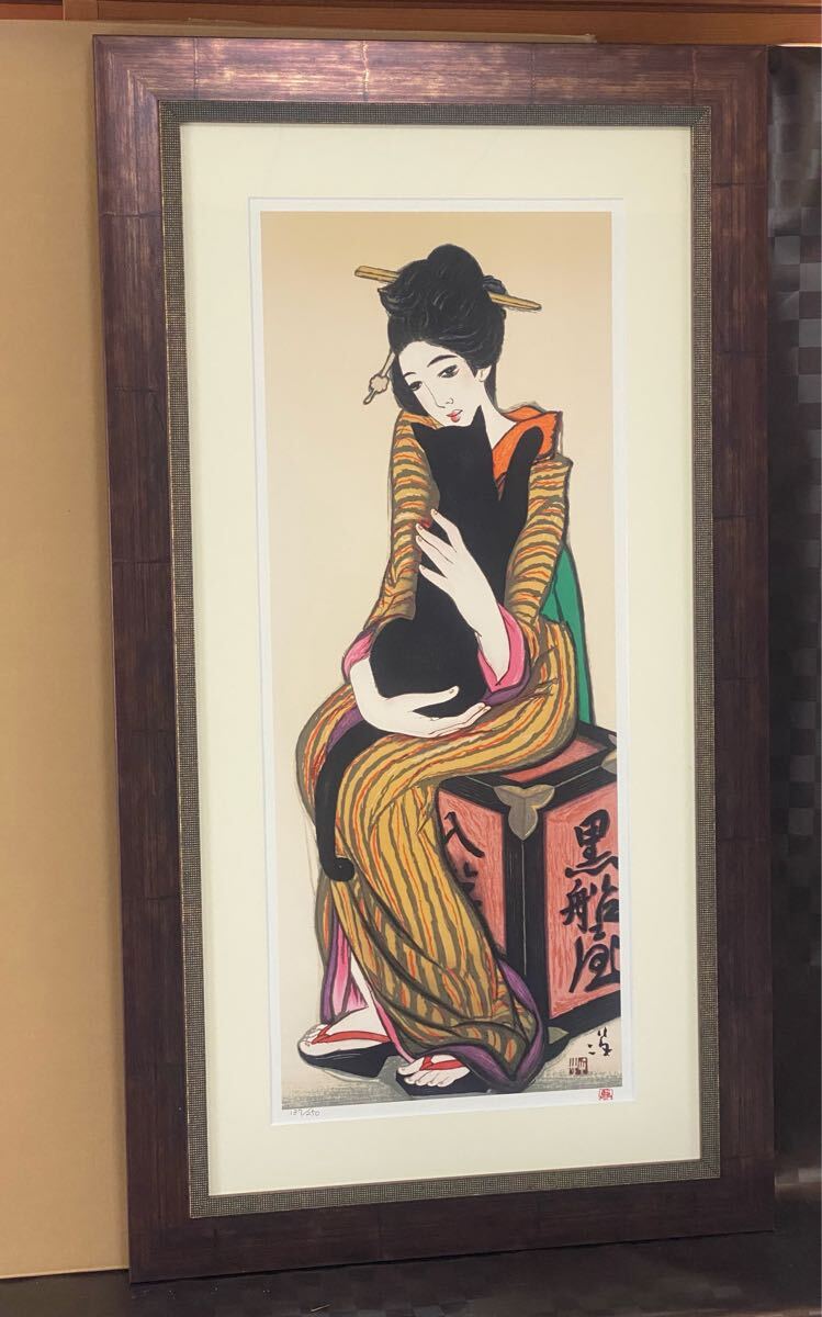 Amazon.co.jp: 竹久夢二「木場の娘」 複製色紙額 特殊工芸画 額