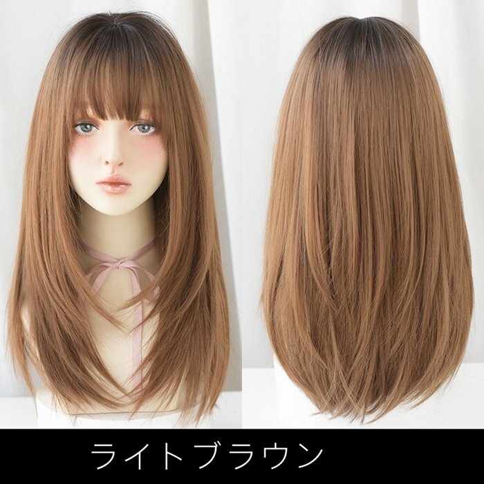 ウィッグ かつら フルウィッグ レディース セミロング ウイッグ かわいい 女性 自然 おしゃれ 分け目 バレない