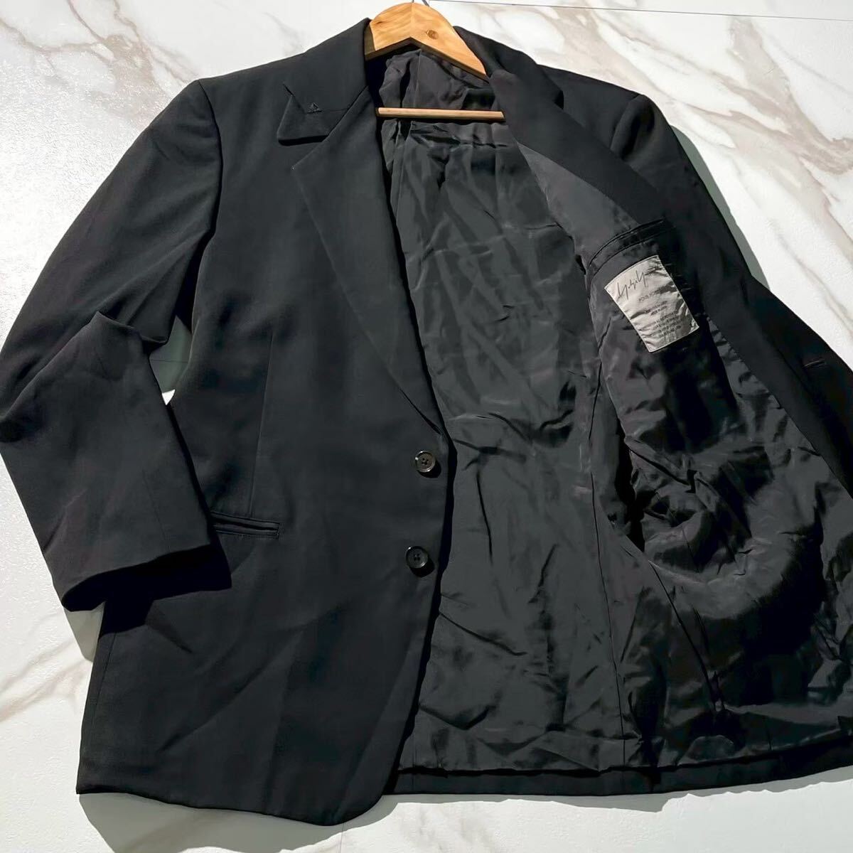 美品 ギャングスター期◆Yohji Yamamoto POUR HOMME テーラードジャケット ウールギャバジン 100番 変形ラペル ヨウジヤマモトプールオム