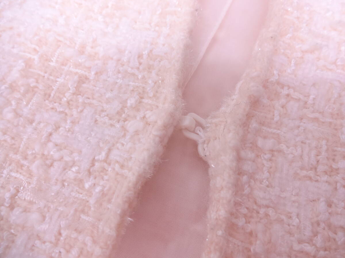 miss ashida ミスアシダ　　ツイードノーカラージャケット　グログランリボン飾り　オフホワイト_画像5