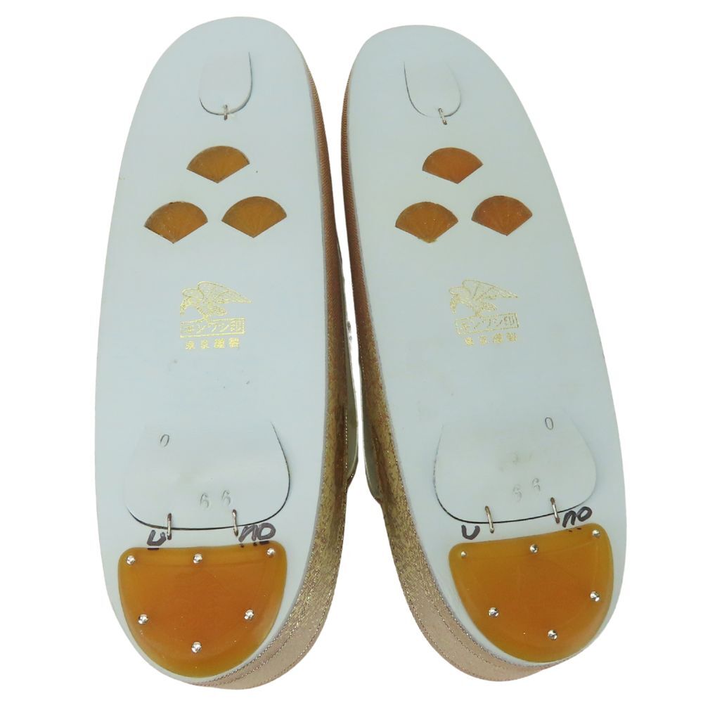 中古 草履 キンワシ印 くすみピンク系 シルバー シャンパンゴールド 和裝小物 華やか 著物 和裝 呉服 和服 きもの レディース 女性
