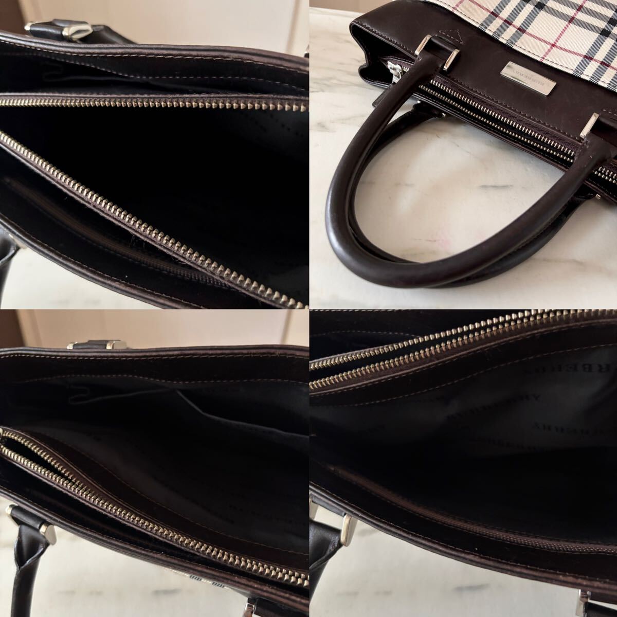 極美品 BURBERRY バーバリー レザートートバッグ ノバチェック
