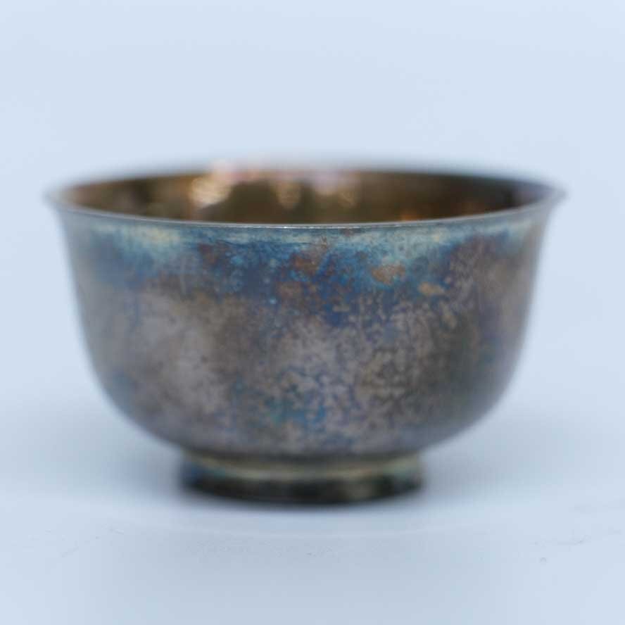 慈光】3263 梨本宮家 十四葉裏菊 下賜品 銀盃 銀杯 純銀 約38g