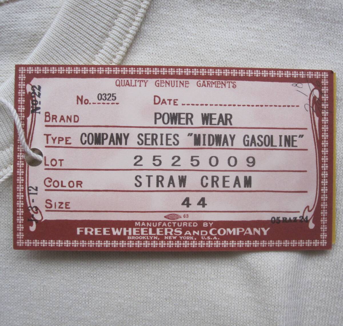 ☆新品 フリーホイーラーズ Tシャツ "MIDWAY GASOLINE" (44) STRAW CREAM ＜COMPANY SERIES＞ FREEWHEELERS