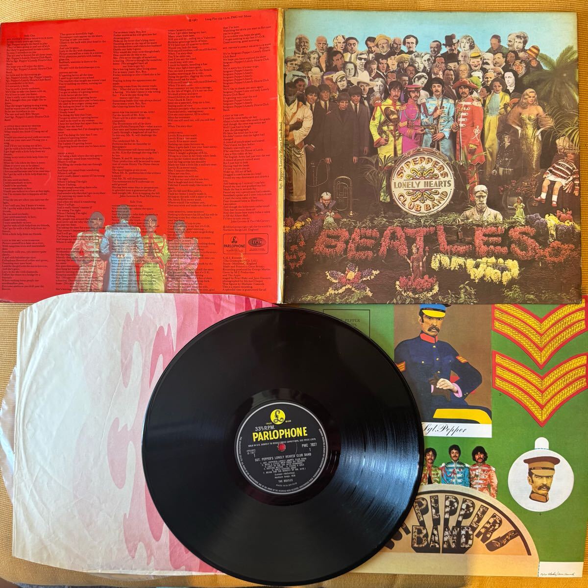 The Beatles sgt.peppers UKオリジナルmono Wide spineジャケ 両面マザー1、スタンパー1桁！美盤　ビートルズ PMC7027 付屬品完備