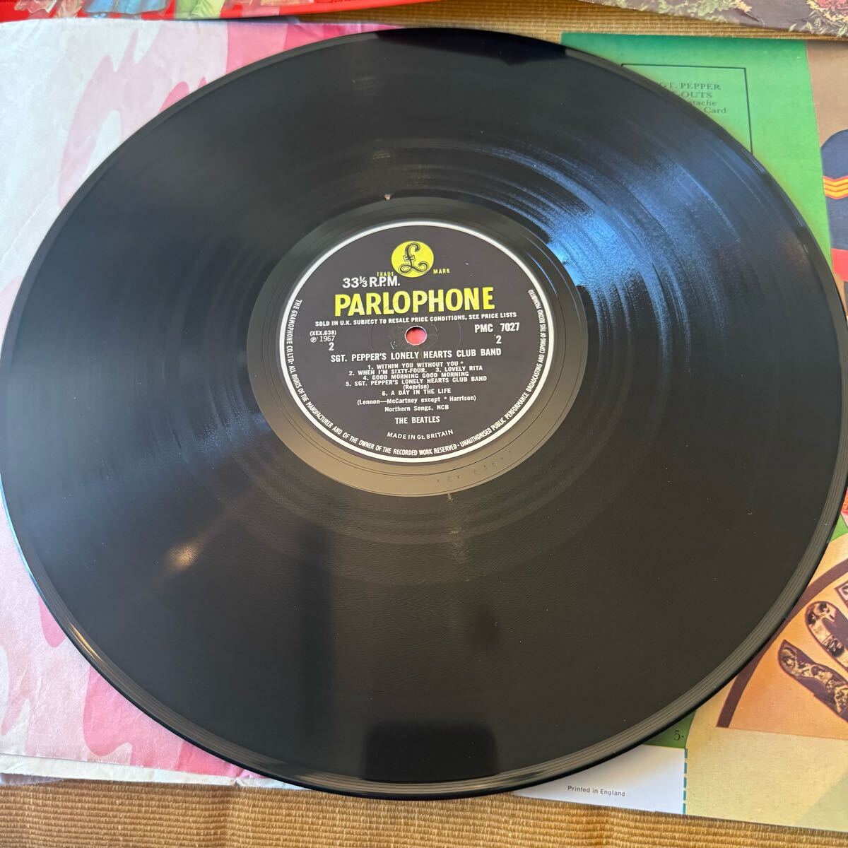 The Beatles sgt.peppers UKオリジナルmono Wide spineジャケ 両面マザー1、スタンパー1桁！美盤　ビートルズ PMC7027 付屬品完備