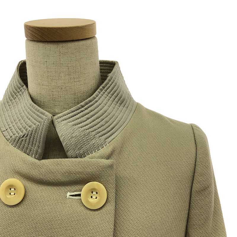 【美品】 sacai / サカイ | フリルスリーブ切替ノーカラーダブルコート | 2 | ベージュ | レディース_画像2