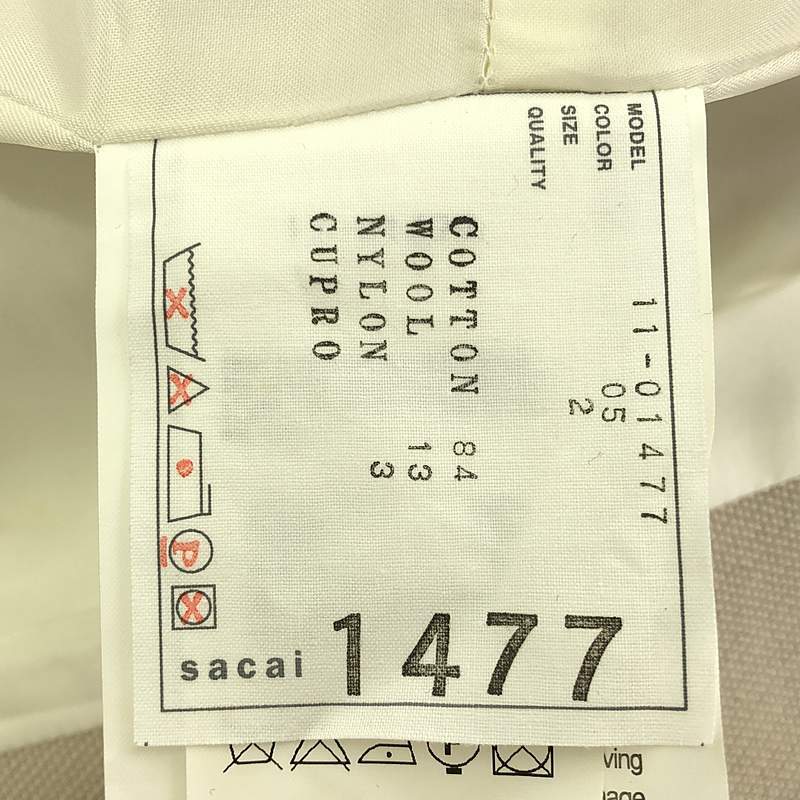 【美品】 sacai / サカイ | フリルスリーブ切替ノーカラーダブルコート | 2 | ベージュ | レディース_画像6