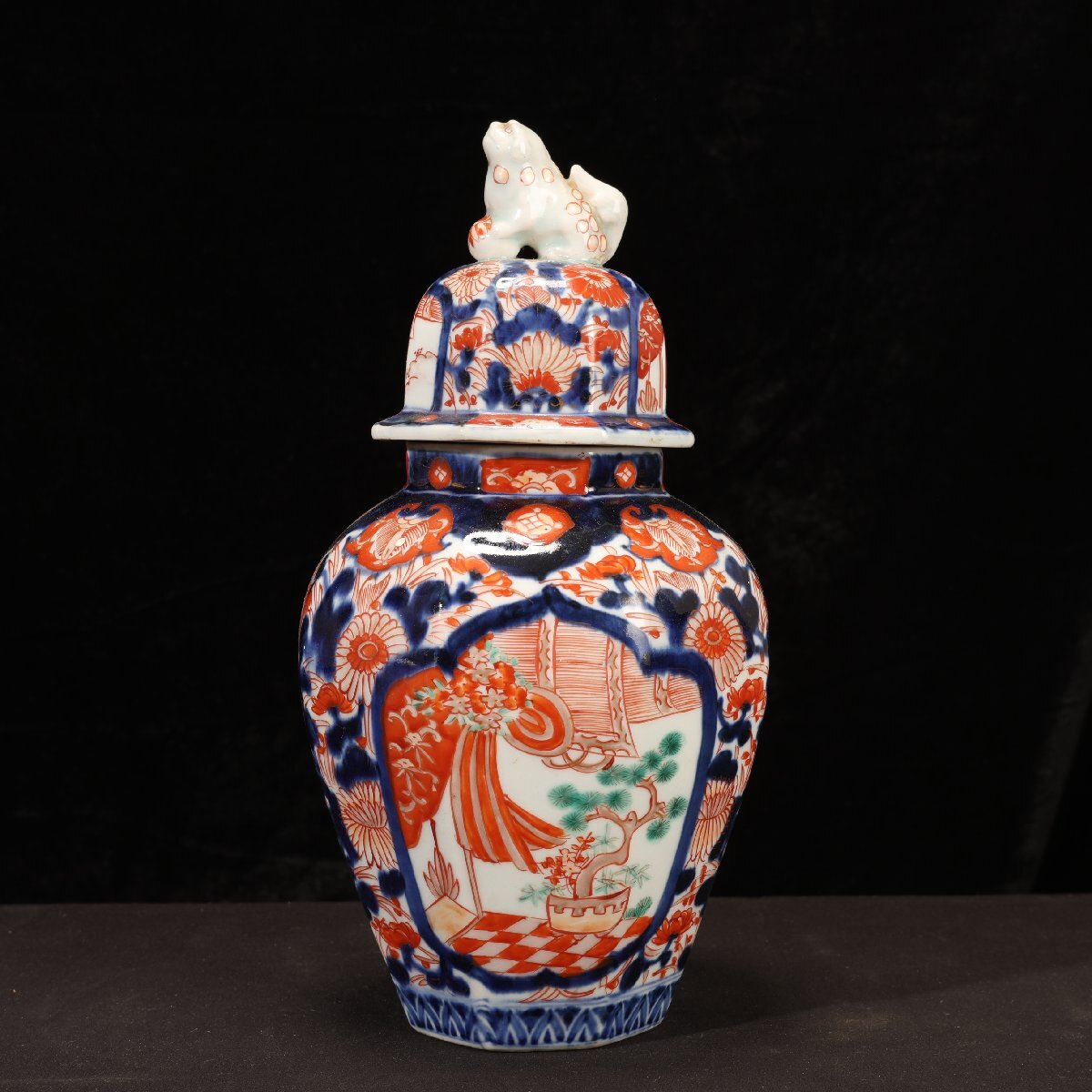 珍品堂】1円から F063 有田焼 古伊万里風 赤絵 壺 花瓶 沈香壺