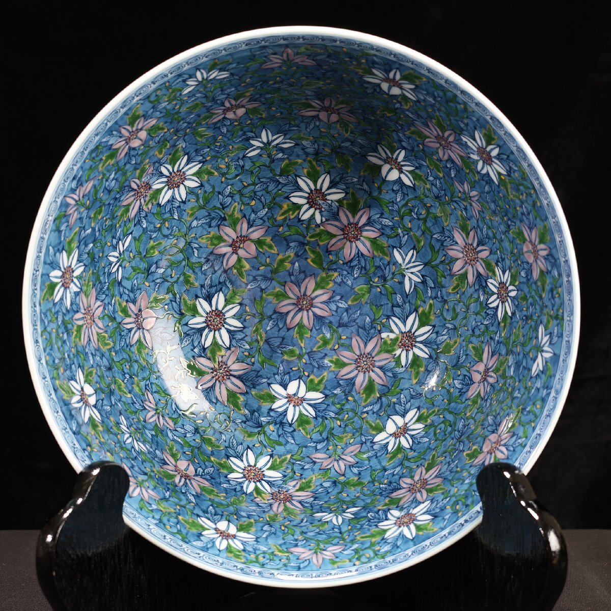値頃 珍品堂】1円から Z001 人間国宝 葉山有樹 染錦鉄仙花 鉢 深皿 共 工芸品