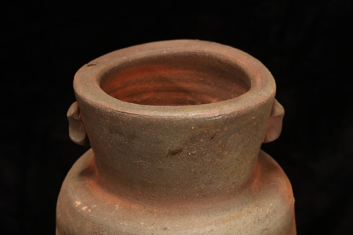 珍品堂】1円から K049-P01 備前焼 陶陽作 花入 共箱 花瓶 壺