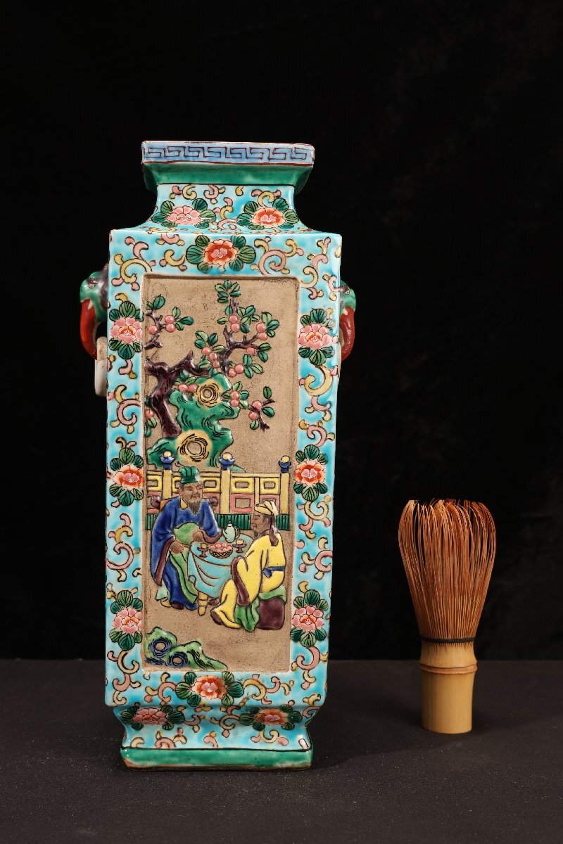珍品堂】1円から F073 景徳鎮(清) 清末期 光緒 花瓶 人物絵 中国