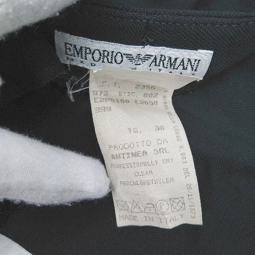 ◇ Θ EMPORIO ARMANI タック入り ストレートパンツ サイズ38 ブラック レディース E