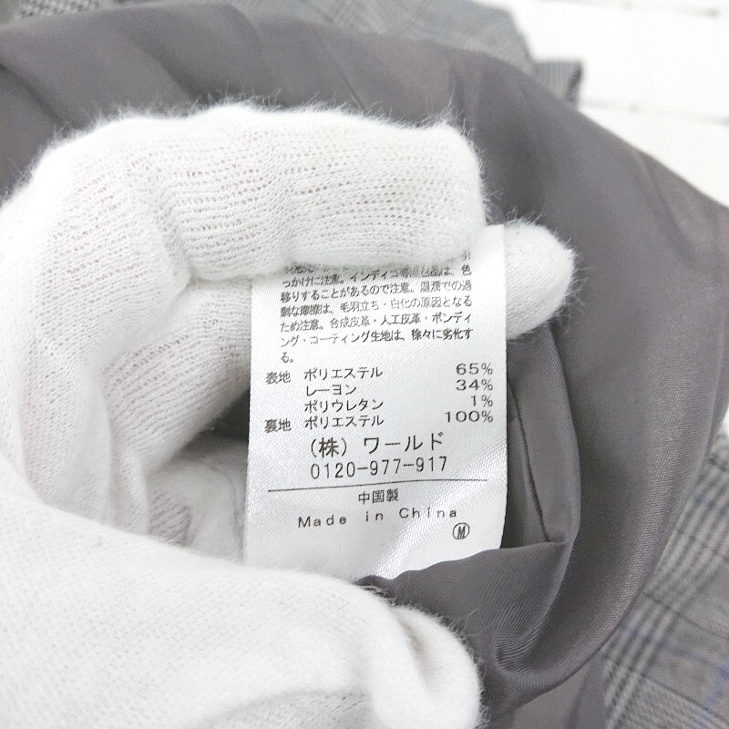 ◇ THE SHOP TK ザ ショップ ティーケー グレンチェック 長(zhǎng)袖 フーディー コート サイズ M ブラック ホワイト レディース E